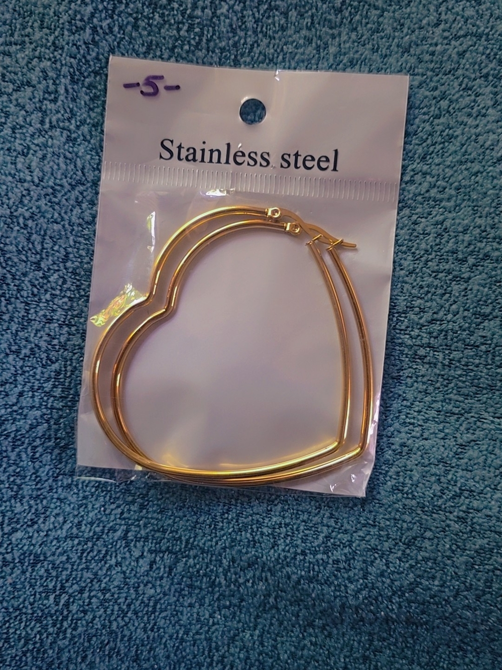 Gold Heart Hoop Earrings - Stainless Steel